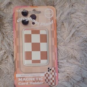 Gingham Plaid Magnetic Card Holder